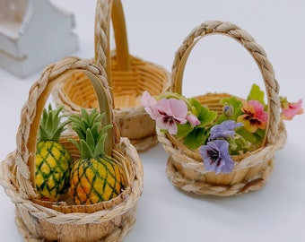 3 pieces Miniature Wicker Basket, Miniature Basket, Miniature Doll's house and decorate