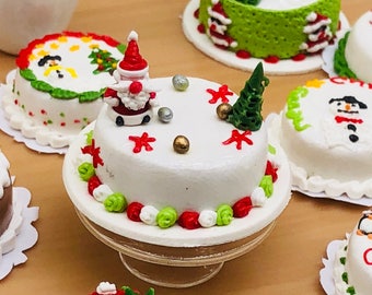 Miniature Christmas Cake ,Miniature Cake,Miniature Bakery,Miniature Sweet,Dollhouse cake,Dolls and miniature,miniature jewelry 1:12