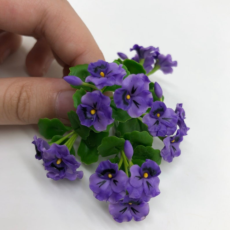 5 Pieces Miniature Pansy Flower Made Clay Polymer for Fairly Etsy