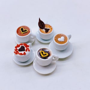 5 pieces Miniature Hot Coffee Cup, Miniature Beverage, Miniature Coffee, Dollhouse Sweet, Miniature Coffee Set, Miniature Sweet