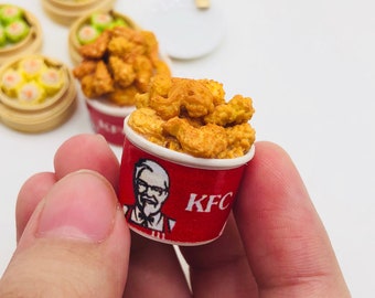 Miniature Fried Chicken  in bucket, Miniature Fake food diameter 17 mm