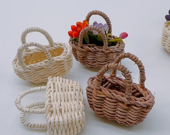 2 pieces Miniature basket, Miniature Garden Dollhouse 1:12