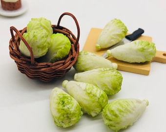 5 pieces Miniature Lettuce, Miniature Vegetable for Dollhouse Kitchen Accessories scale 1/12