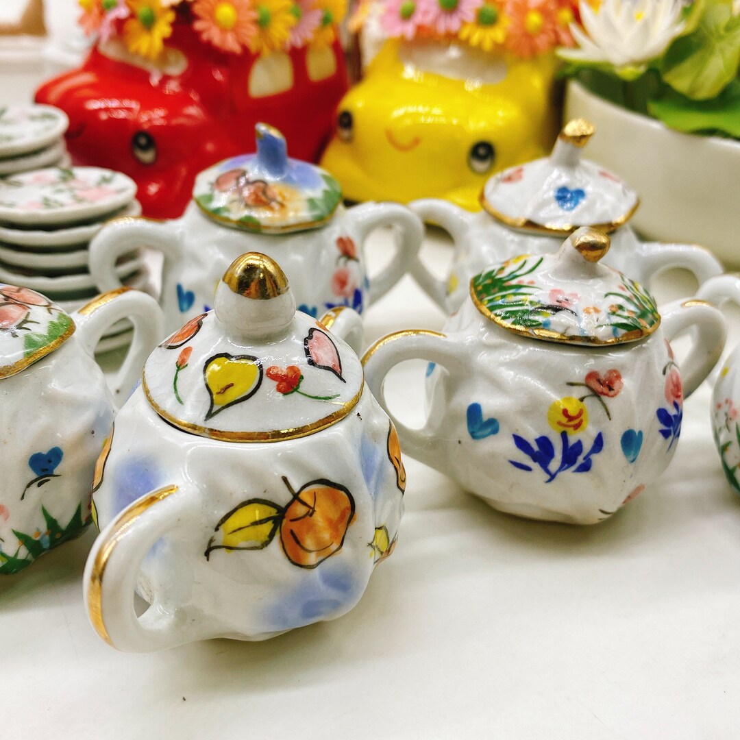 Tiny Tea Pot Miniature Ceramic Tea Pot, Miniature Ceramic, Miniature Dollhouse for 1 ...