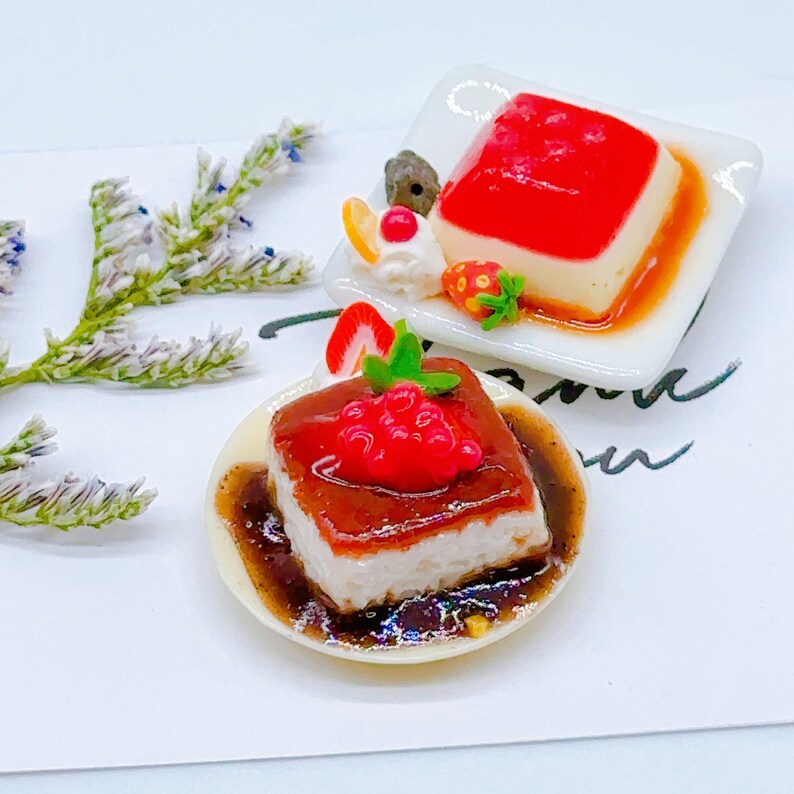 Fake Pudding 2 Pieces Miniature Pudding Cake, Miniature Fake Food for Doll's House ...
