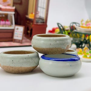 4 pieces Miniature Ceramic bowl, Miniature pot, Miniature Fairy Garden 1:6