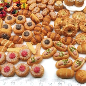 20, 40, 60 pieces Miniature Bread Mixed pattern, Miniature Bakery, Miniature Sweet Doll, Dolls and miniature