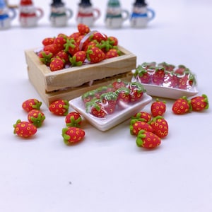 Miniature Strawberry for Dollhouse, Miniature Fake Fruit 1:12 scale
