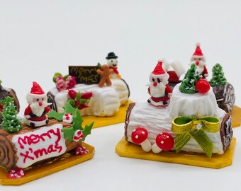 Dollhouse Miniature 4 Christmas Cakes Bakery Sweet Holiday X'mas Party Food Déco 