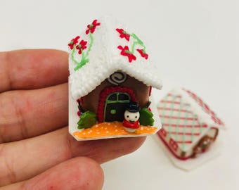 Miniature Gingerbread House 3D,Miniature Christmas Cake,Miniature Bakery,Miniature Sweet,Dollhouse cake,Dolls and Miniature