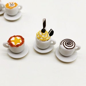 3 pieces Miniature Hot Coffee, Miniature Beverage, Miniature Coffee, Dollhouse Sweet, Miniature Coffee Set, Miniature Sweet