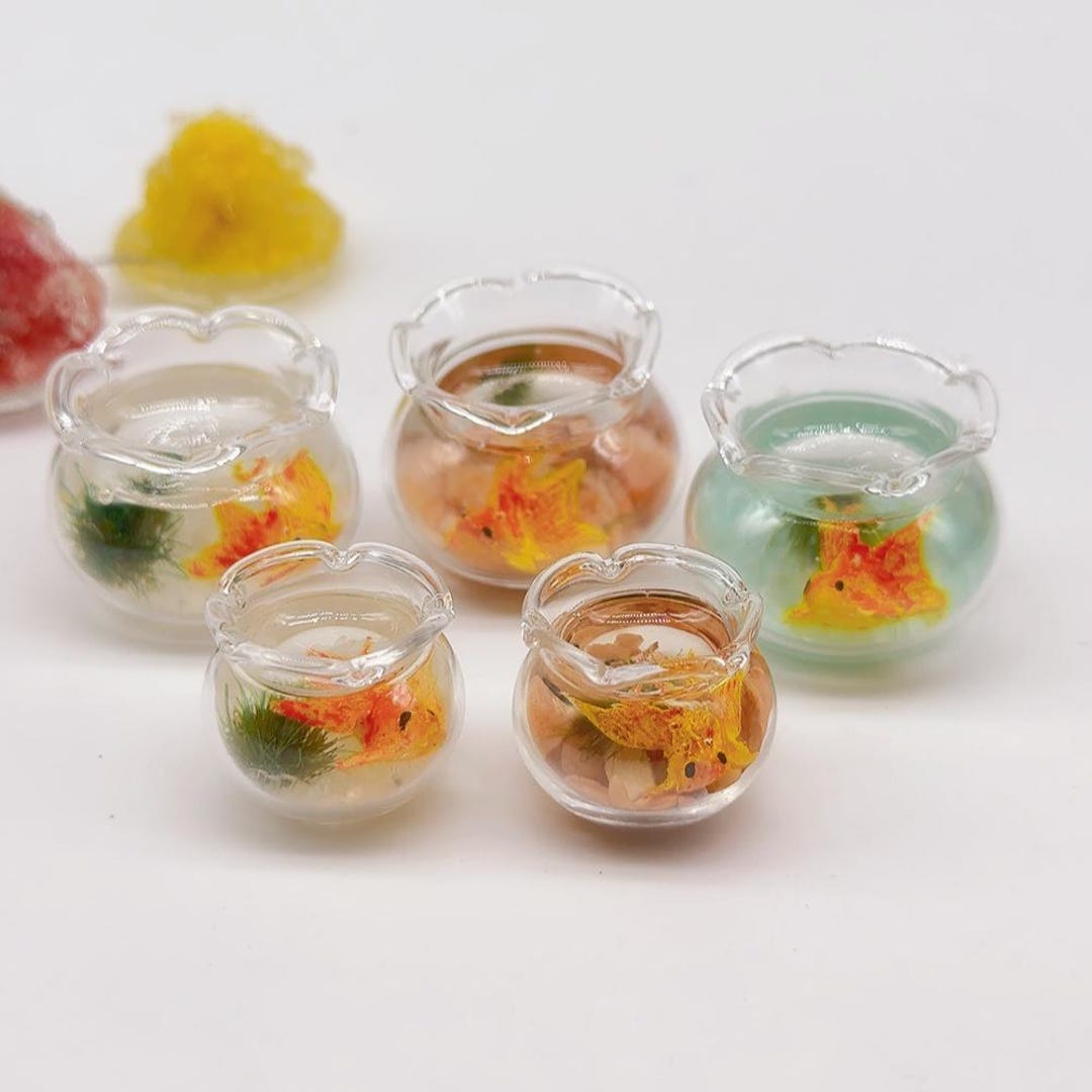 View of Miniature Goldfish in Glass Bowl Decorate Plants Look Beautiful and ...