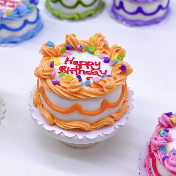 Torta Di Buon Compleanno In Miniatura, Torta Dolce Per Casa Delle Bambole, Scala 1:6 - Italia