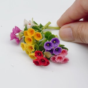 5 pieces Miniature Poppy Flowers, Tiny clay flower decorate for Dollhouse and Fairy Garden 1:12 scale