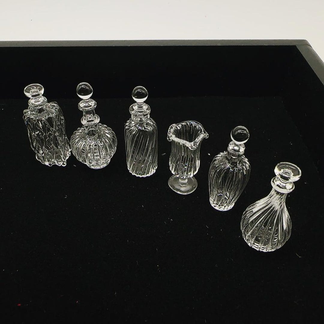 ミニチュアボトルグラス6個、ミニチュアグラスミックスパターン