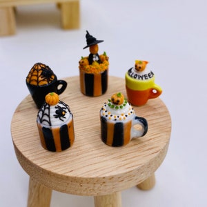 5 pieces Miniature Beverage,Miniature ceramic cup, Miniature Coffee, Dollhouse Halloween,