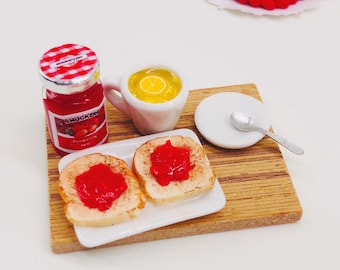 Miniature Breakfast set,Miniature Bakery,Miniature Bread,Dolls and miniature