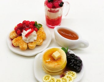 Miniature Pancake & Waffle Set: Dollhouse Bakery Food