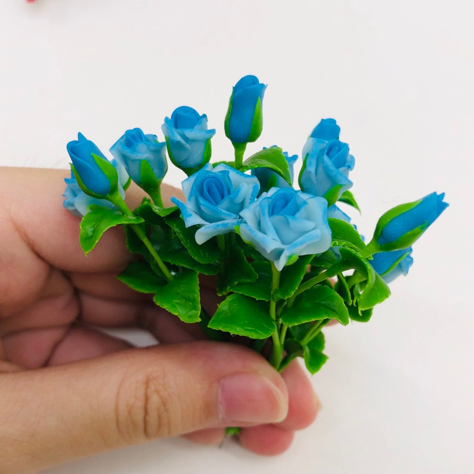 5 pieces Miniature Rose Blue color Miniature Garden Dollhouse | Etsy