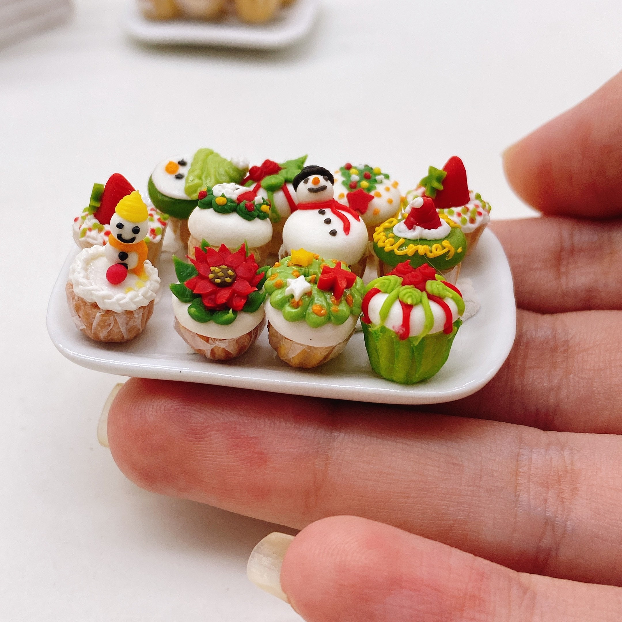 12 Pieces Miniature Christmas Designs Cupcake With Tray for - Etsy