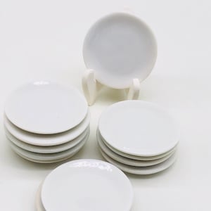 10 pieces Miniature Ceramic plate 2.0, 2.5 cm. decorate for doll size 1/12