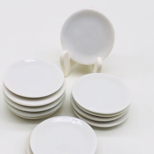 50 pieces Miniature Ceramic plate 20,25 mm. decorate for doll size 1/12