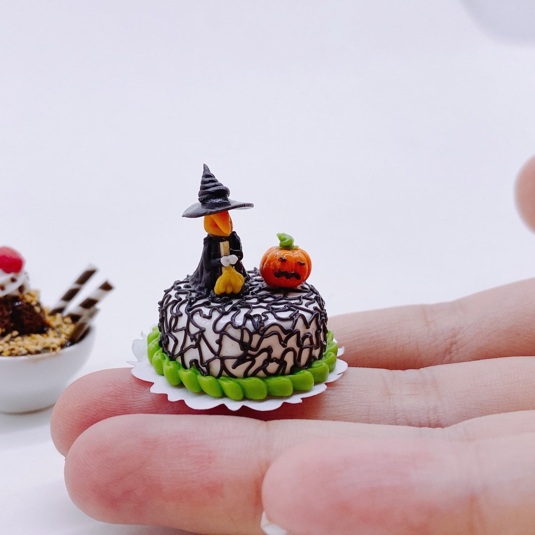 Miniature Halloween Cake Polymer Clay Dollhouse Food 20mm Etsy
