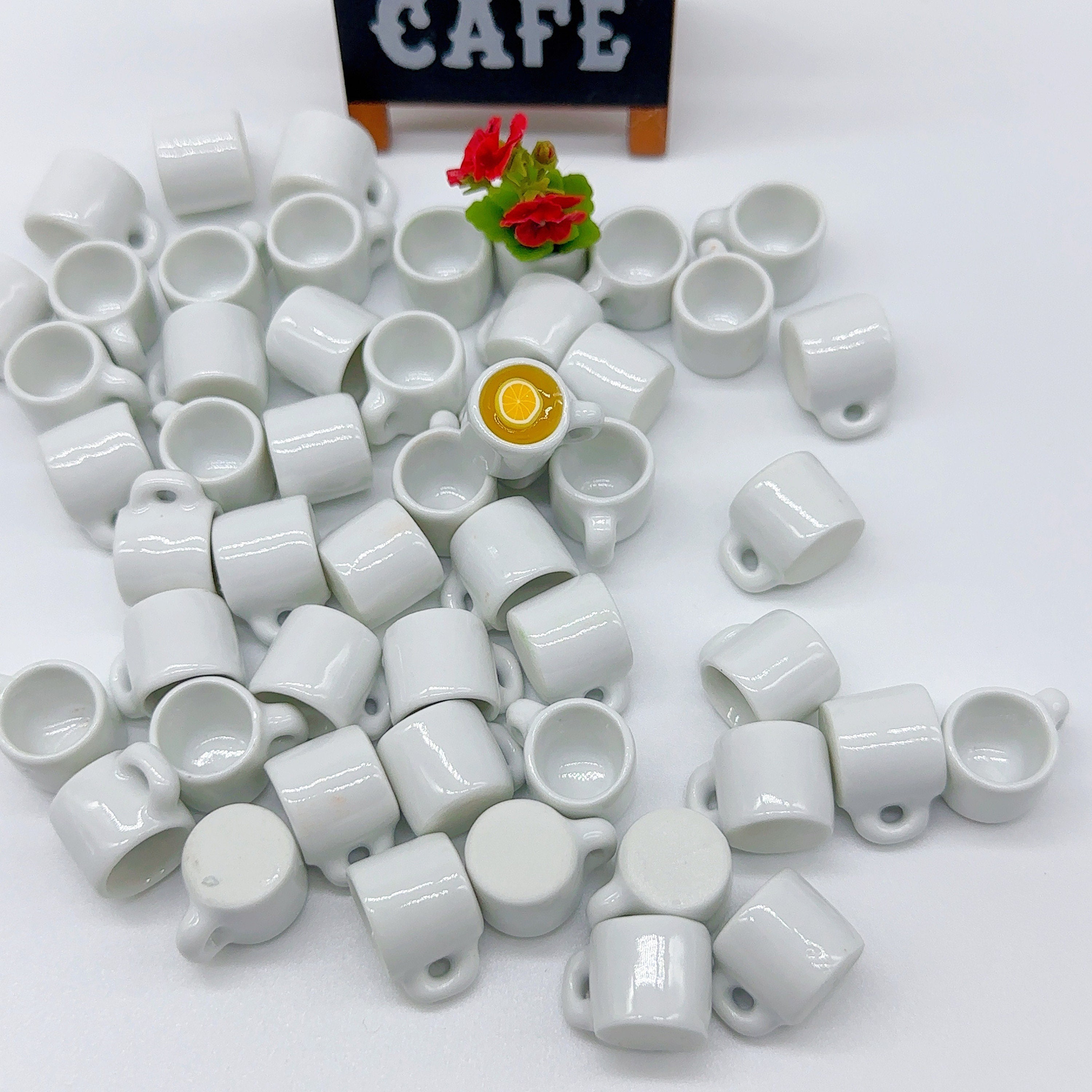 50 Pieces Miniature Ceramic Mug, Miniature Ceramic Cup, Miniature