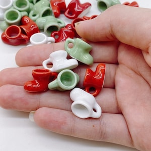 10 pieces Miniature Ceramic Shoe Santa mix colors , Miniature mug, Miniature Fairy Garden 1:12