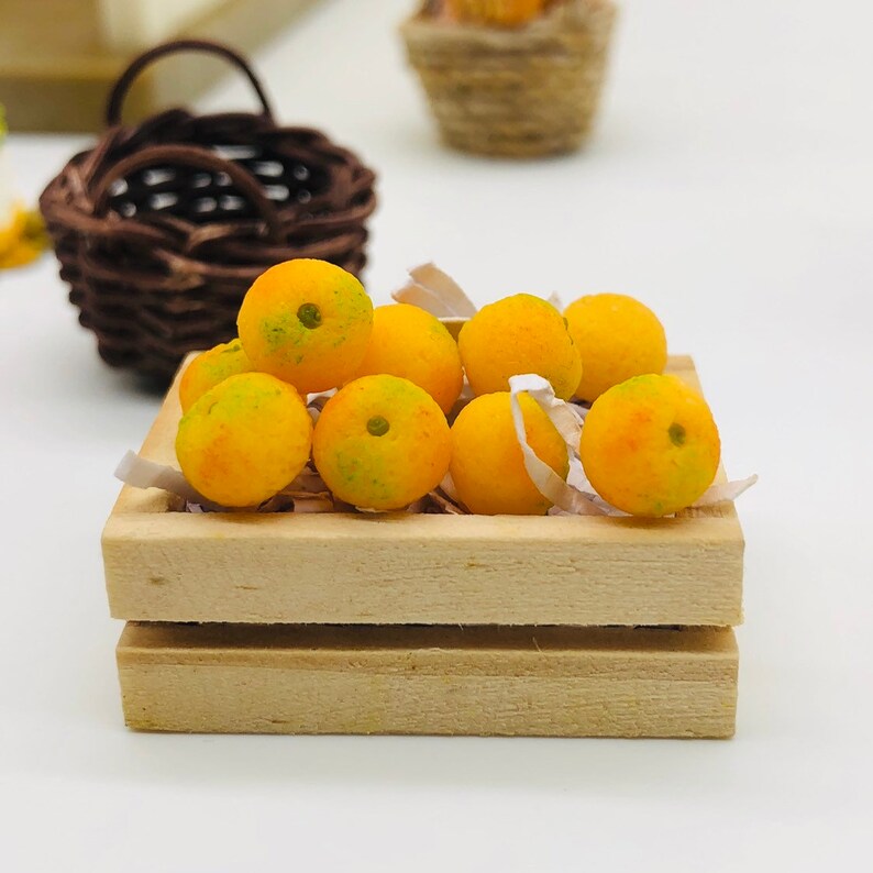 Miniature Oranges With Wooden Box for Dollhouse Accessories Etsy
