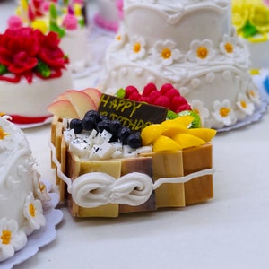 Handmade Miniature Fruit Cake: Polymer Clay Dollhouse Cake