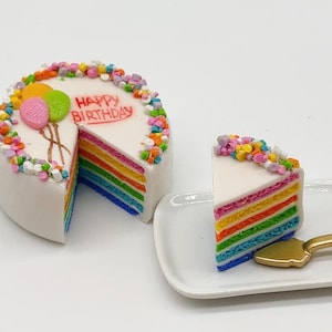 Miniature HBD cake, Sliced cake, Miniature Fake Cake, Miniature sweet cake Dollhouse cake,Dolls and miniature