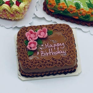 Miniature Happy birthday cake, Miniature Fake cake, Dollhouse cake, Dolls and miniature