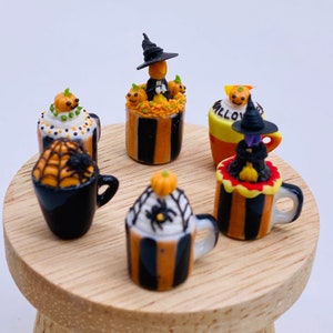 6 pieces Miniature Beverage,Miniature ceramic cup, Miniature Coffee, Dollhouse Halloween,