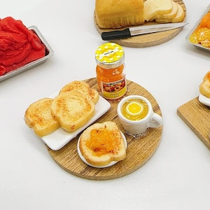 Miniature Breakfast set,Miniature Bakery,Miniature Bread,Dolls and miniature