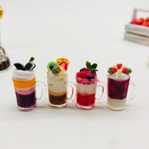 4 pieces  Miniature Beverage,Miniature acrylic cup,Miniature Coffee,Miniature Fruit Juice