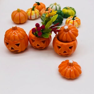 20 pieces Miniature Ceramic pumpkin Jar, Halloween design, Miniature pot,Miniature Fairy Garden for doll