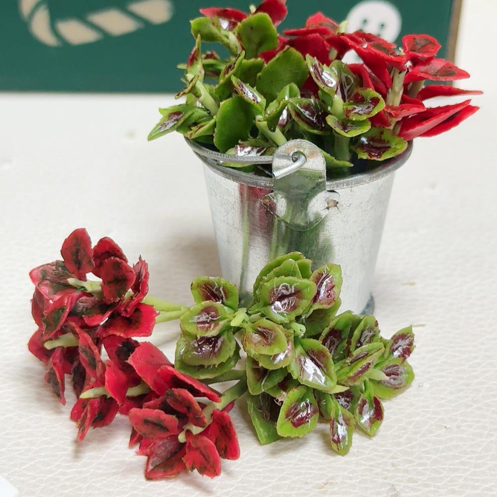 Mini Plantes Pour Maison De Poupée – Fleurs En Argile Colorées Dans Pot En Bois – Échelle 1:12 – Accessoire Déco Réaliste 8,2 Cm – Dès 3 Ans