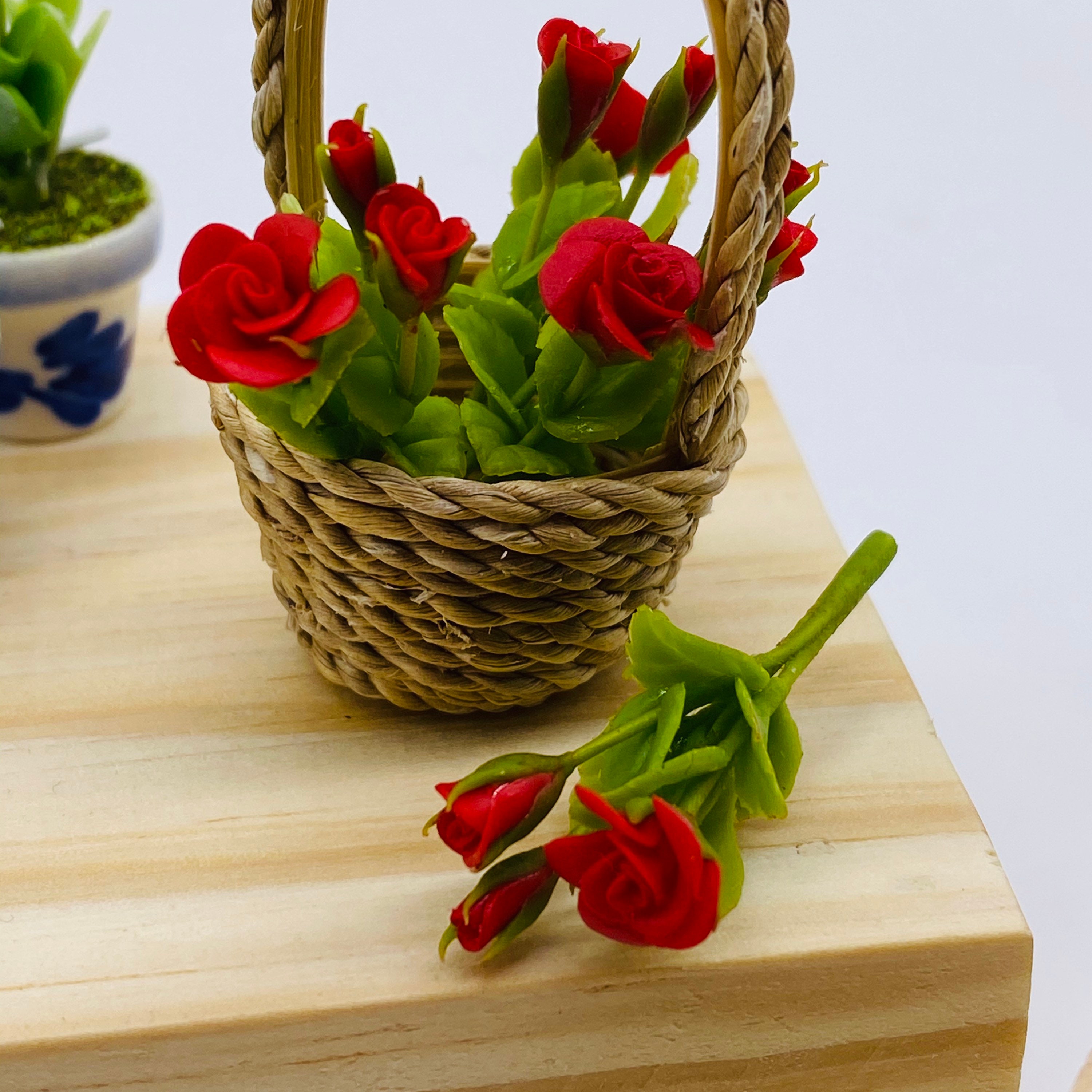 Set Di 6 Piantine In Miniatura Per Casa Delle Bambole &ndash; Arbusti Rossi Bordatura Scala 1:12