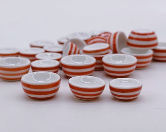 10 pieces Miniature Ceramic Red bowl decorate for doll 1:12
