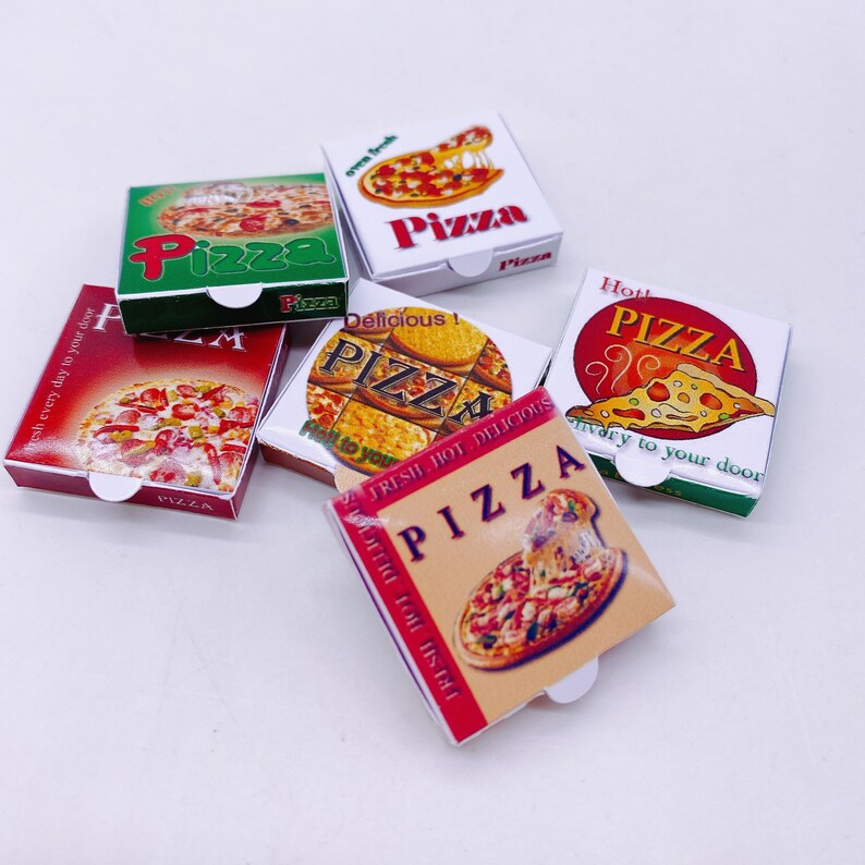 6 pieces Miniature pizza boxes decorate Dollhouse Etsy
