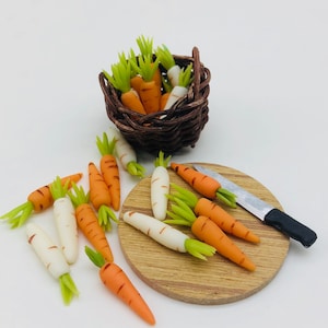 10 pieces Miniature Vegetable 1/12 scale Dollhouse Kitchen Accessories, Miniature radish, Miniature carrot
