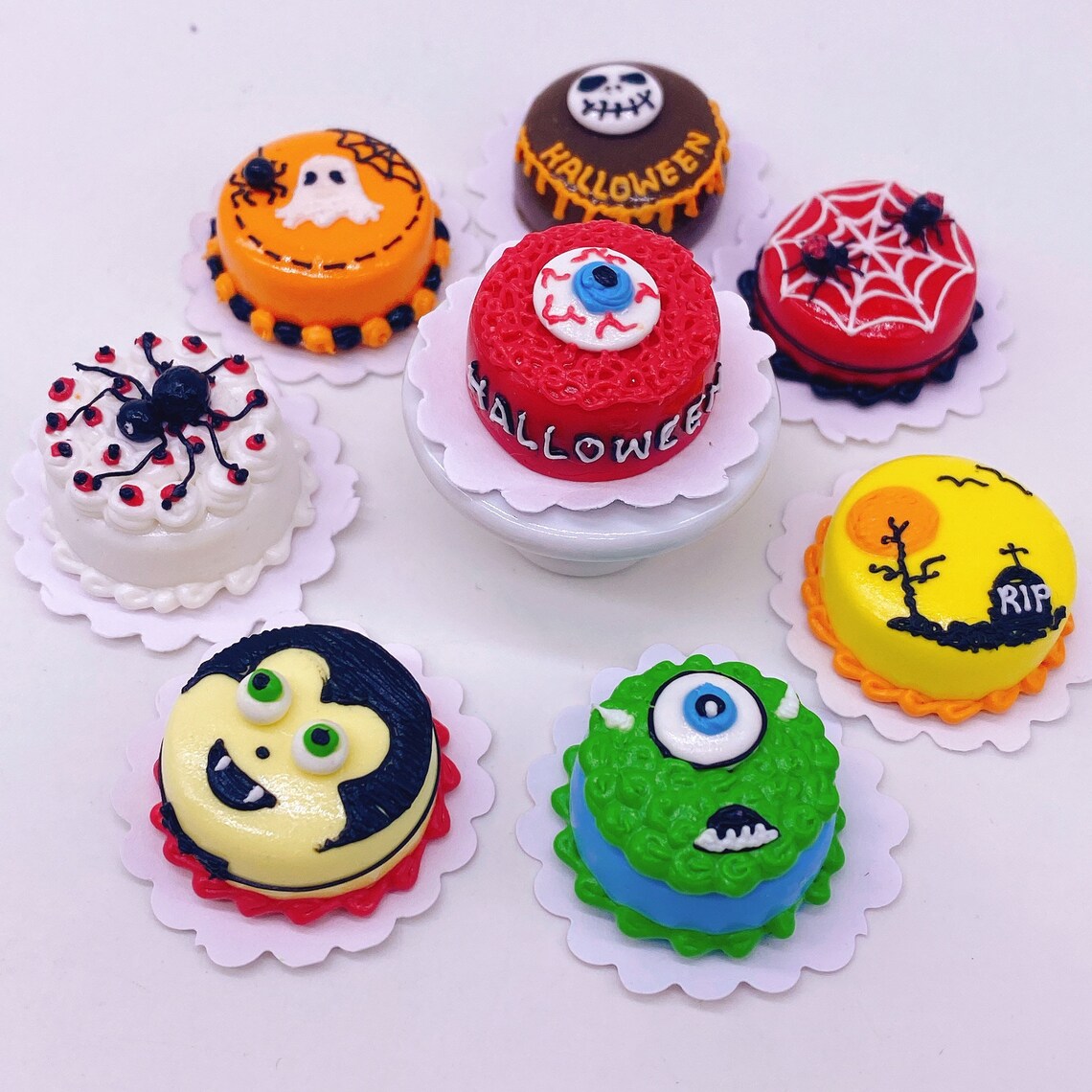 Miniature Halloween Cake Polymer Clay Dollhouse Cake Etsy