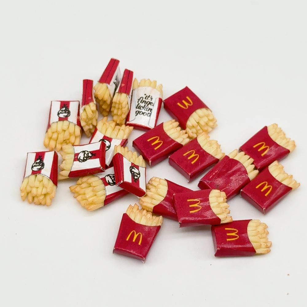 Set De 7 Mini Aliments En Résine – Steak, Hamburger, Frites, œuf – Accessoires Pour Maison De Poupée 1:12