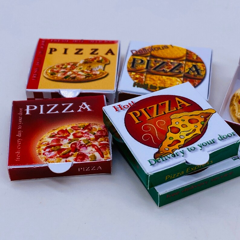 5 pieces Miniature pizza boxes decorate Dollhouse Etsy