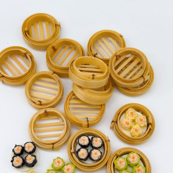5 pezzi Cesto di bambù in miniatura, cestino in miniatura, bambole e miniatura 1:12