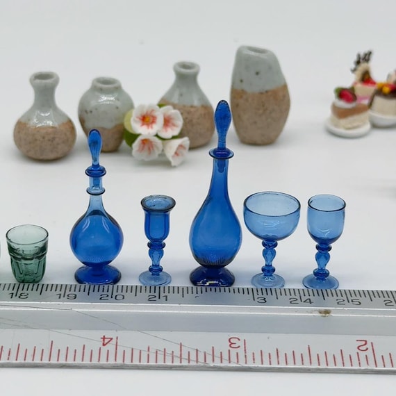 ミニチュアガラスボトルセット、1:12スケール、ドールハウスジュエリー