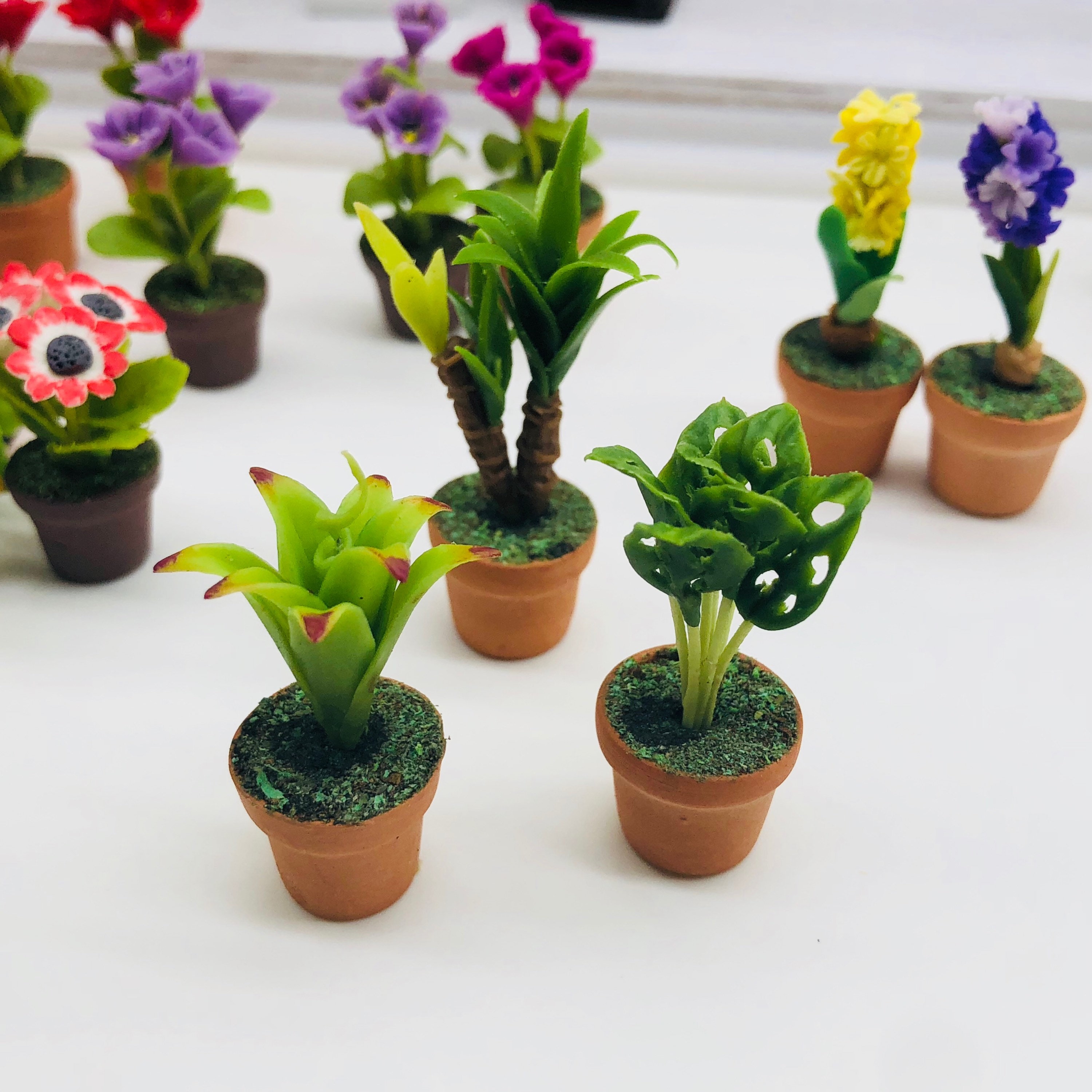 3pc Miniature Flower Clay Dollhouse Fairy Garden Mini Plant Trees Ceramic Paint Furniture Bundles Artificial Flowers #032 Mr_air_thai