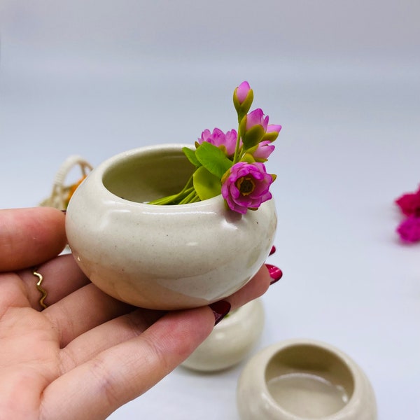 5 pieces Miniature Ceramic bowl, Miniature pot, Miniature Fairy Garden 1:6