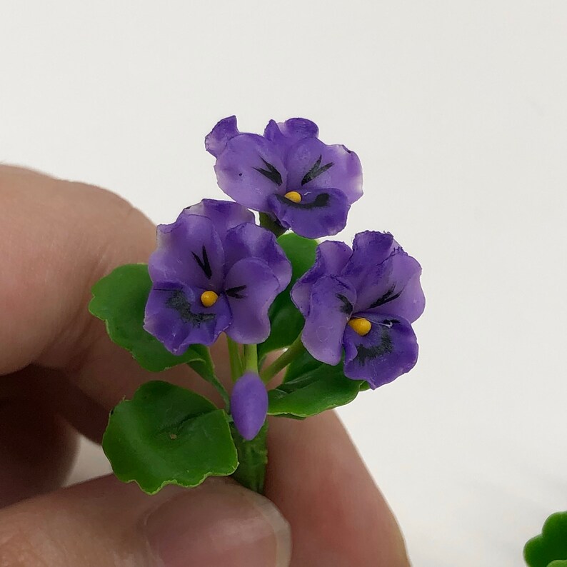 5 Pieces Miniature Pansy Flower Made Clay Polymer for Fairly Etsy